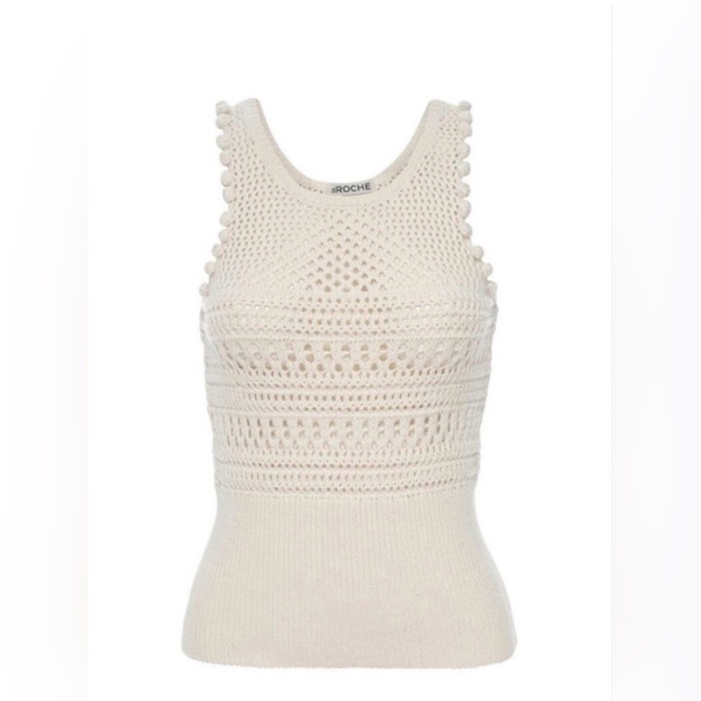 New Elegant Cream Crochet Women's Top - Picture 2 of 6